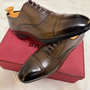 NEW! $750 Bally 1851 “Lizzar” Swiss Made Burnished Brown Patina Oxford Shoes 10